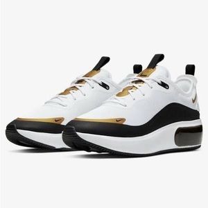 W Nike Air Max Dia White/Black Metallic Gold Size 7.5